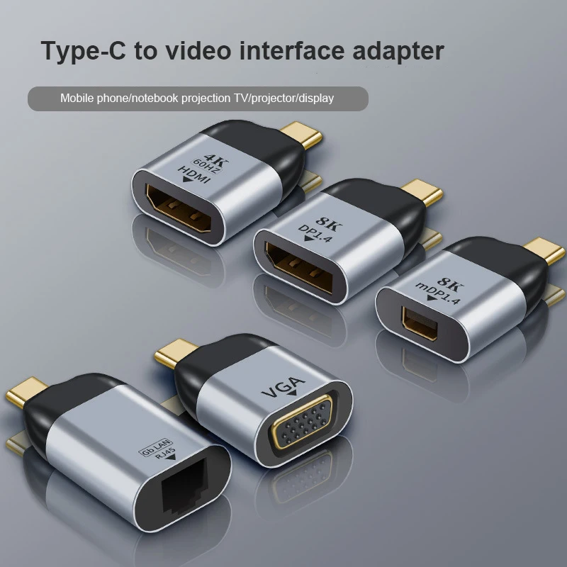 Тип USB C к совместимому с HDMI/Vga/DP/RJ45/дисплейный порт MiniDP типа адаптер
