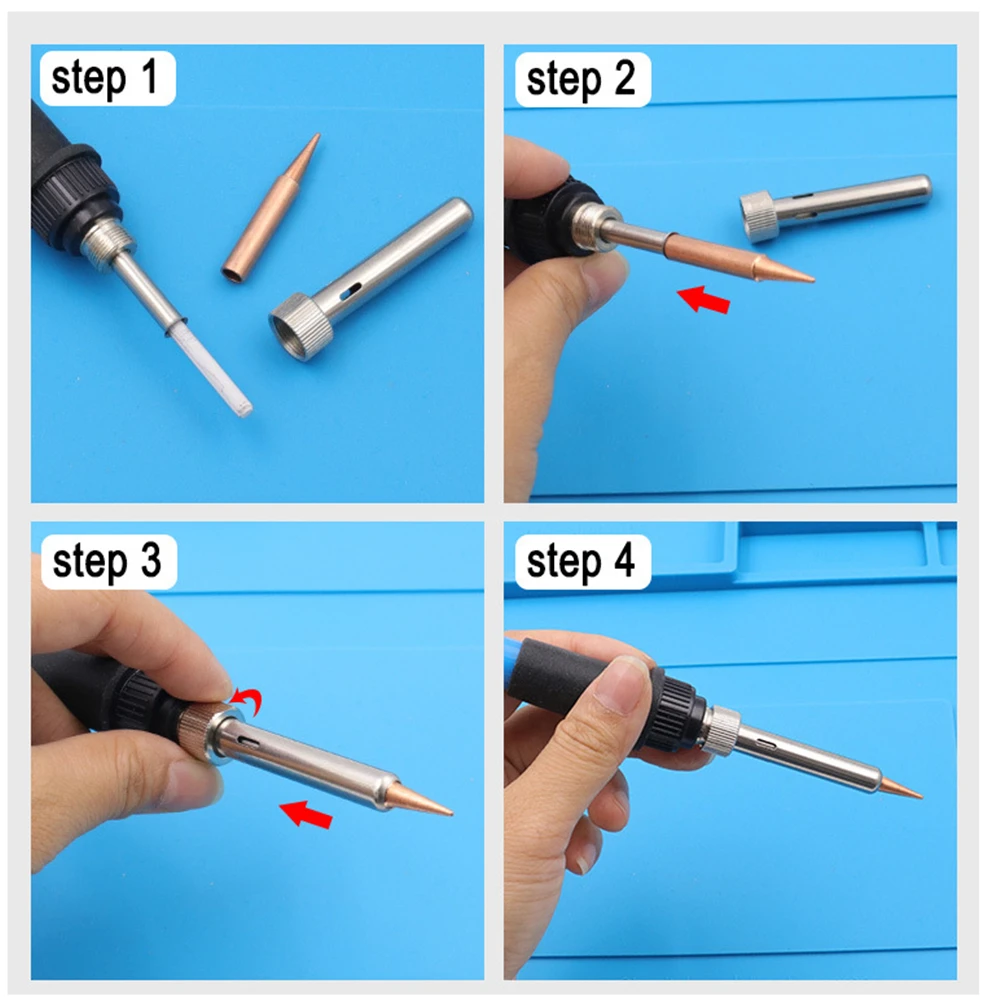 5Pcs I+B+K+2.4D+3C soldering iron pure copper 900M soldering iron head set inside hot bare copper electric soldering iron tip hot stapler plastic