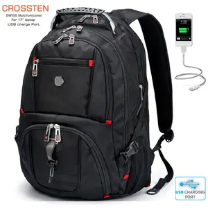 Crossten Durable 17 Inch Laptop Backpack,45L Travel Bag,College Bookbag,USB  Charging Port,Water Resistant,Swiss-Multifunctional - AliExpress