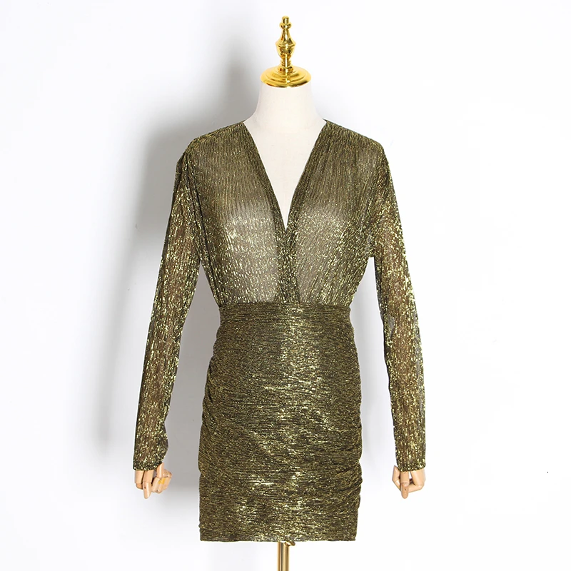 TWOTWINSTYLE/корейское женское платье с v-образным вырезом длинным рукавом и высокой