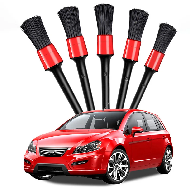 

5pcs/set Natural Boar Soft Hair Cleaning Brush Car Wash Slit Seat Hanging Detailing Brushes Clean Tools