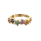 Модное женское золотое кольцо с фианитами и цветами, кольцо со звездой, регулируемое кольцо с радугой, фианитами, разноцветное медное кольцо с кристаллами, ювелирные изделия, подарок для женщины