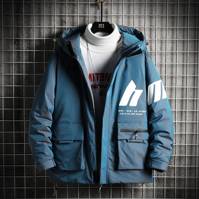 

Новая стильная зимняя мужская одежда с капюшоном и хлопковой подкладкой