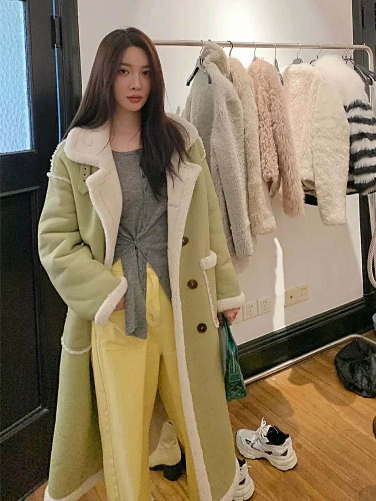

【Pre-sale】Womens Mid-Length Cardigan Coat Long-Sleeve Stand-up Collar Office Lady Solid Color Keep Warm Loose Coat