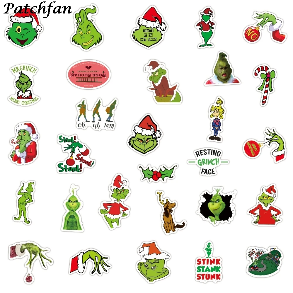 

12set A4271 Patchfan 50pcs Cartoon Christmas Stickers Graffiti Waterproof Laptop Motorcycle Luggage Snowboard Christmas Sticker