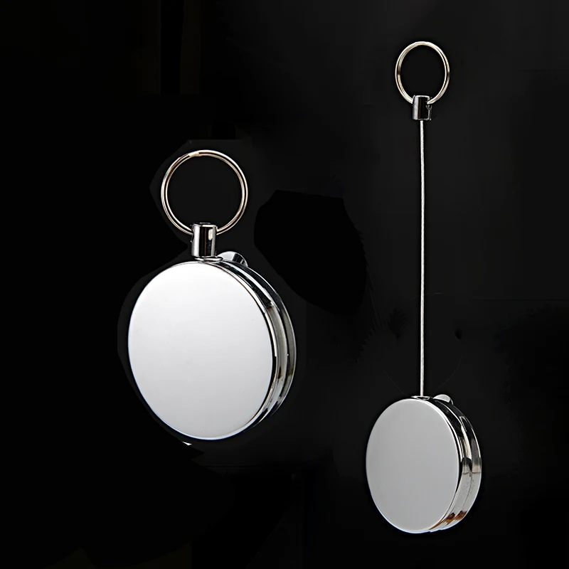 

50cm Outdoor EDC Tool Resilience Tactical Retractable Wire Rope Anti-lost Keychain Fishing Retracting Ring Holder Finder