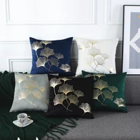 bronzing ginkgo leaf living room decorative sofa cushion cover pillowcase polyester nordic home decor pillow cover 4545 40749