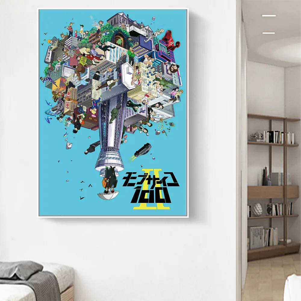 Печатные фотографии украшения дома Wall Art Mob Psycho (милый чудак 100 Nordic Стиль постер