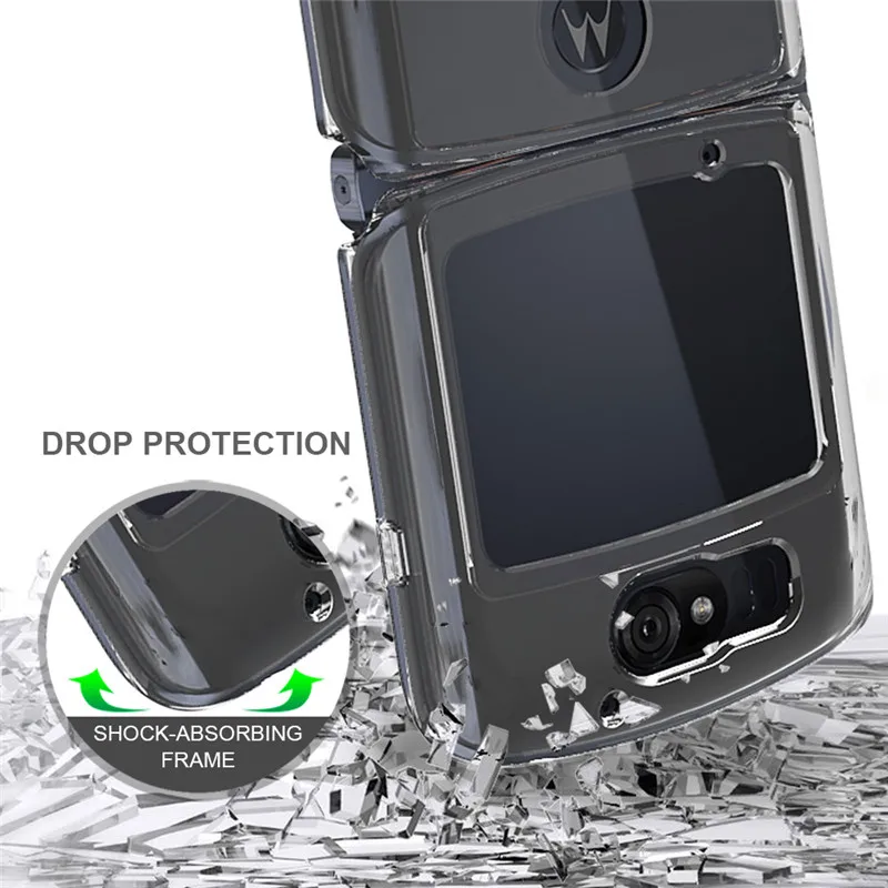 Чехол 2 в 1 с полной защитой для Motorola Moto Razr 5G 2020 противоударный Прочный Прозрачный