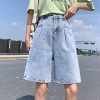 ljsxls new pockets high waist jean shorts women summer vintage denim short wide leg female casual womens clothing ladies shorts