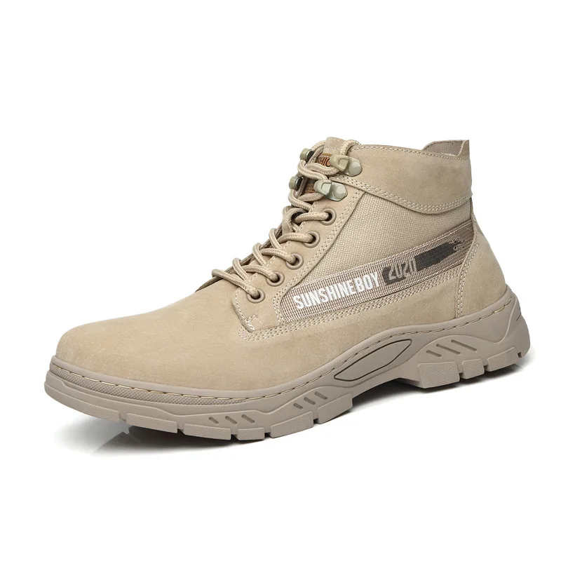 

New Men Boots Anti-Skidding Leather Shoes Men Popular Comfy Winter Autumn Men Shoes Slip-on Martin Boots Durable Outsole