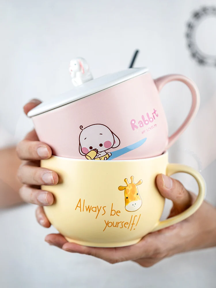 

Interesting Mug Cartoon Original Ceramics 1 Piece Large Personalized Cups Stirring Reusable Print Handle Mugs Animal KK60MK