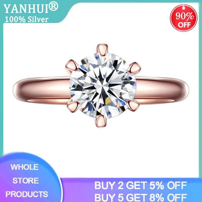 YANHUI обручальное кольцо для женщин большой 8*8 Камень прозрачный Цирконий