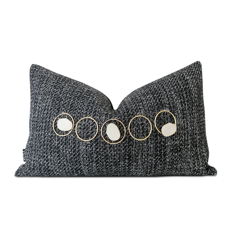 

Nordic Cushion Cover Decorative Black Grey Wait Pillow For Living Room Metal Circle Pillowcasr Living Room Sofa Cushion 30x50cm