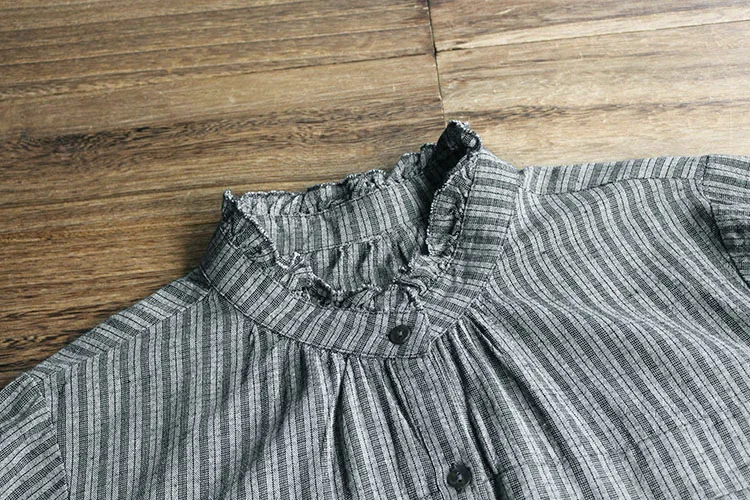 Новинка 7323 Весенняя женская рубашка литературный гофрированный воротник