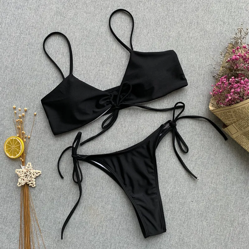 Сексуальный женский раздельный купальник Simplee с большим вырезом и эффектом пуш