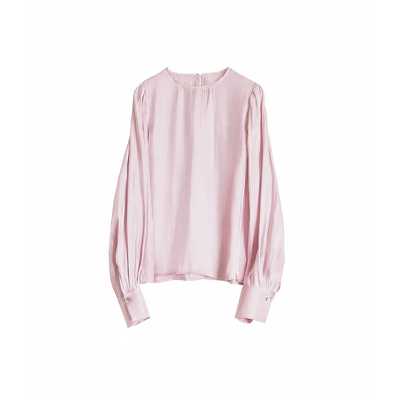 

Spring Autumn Long Sleeve Elegant Chiffon Shirt Purple Gray Vintage Blouse Pullover Office Ladies Shirt Female Casual