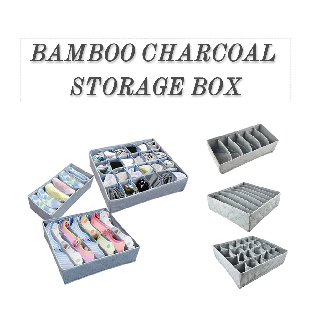 3 шт./компл. коробка для хранения нижнего белья бамбук хранение древесного угля