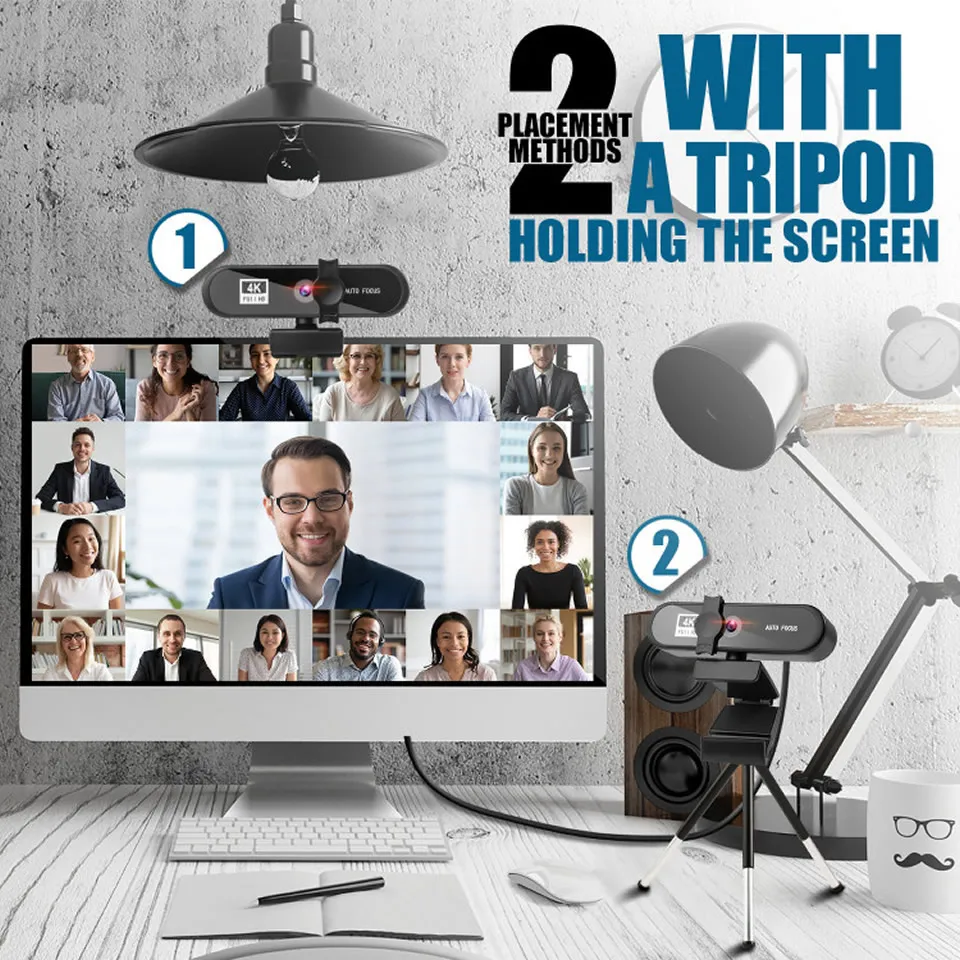 

Sailvde 4K Webcam Conferentie Pc 2K Webcam Autofocus Usb Web Camera Laptop Desktop Voor Kantoor Vergadering Thuis Met Mic 1080P