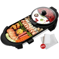 electric heating bbq household grill disconnected two flavor hot pot smokeless barbecue machine electric oven cabob machine
