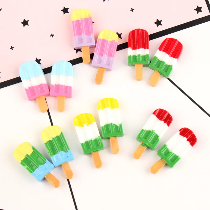 10 шт 12*27 мм DIY Смола мороженое эскимо амулеты flatback Кабошон стикер kawaii Ремесло Украшение для изготовления бижутерии украшение