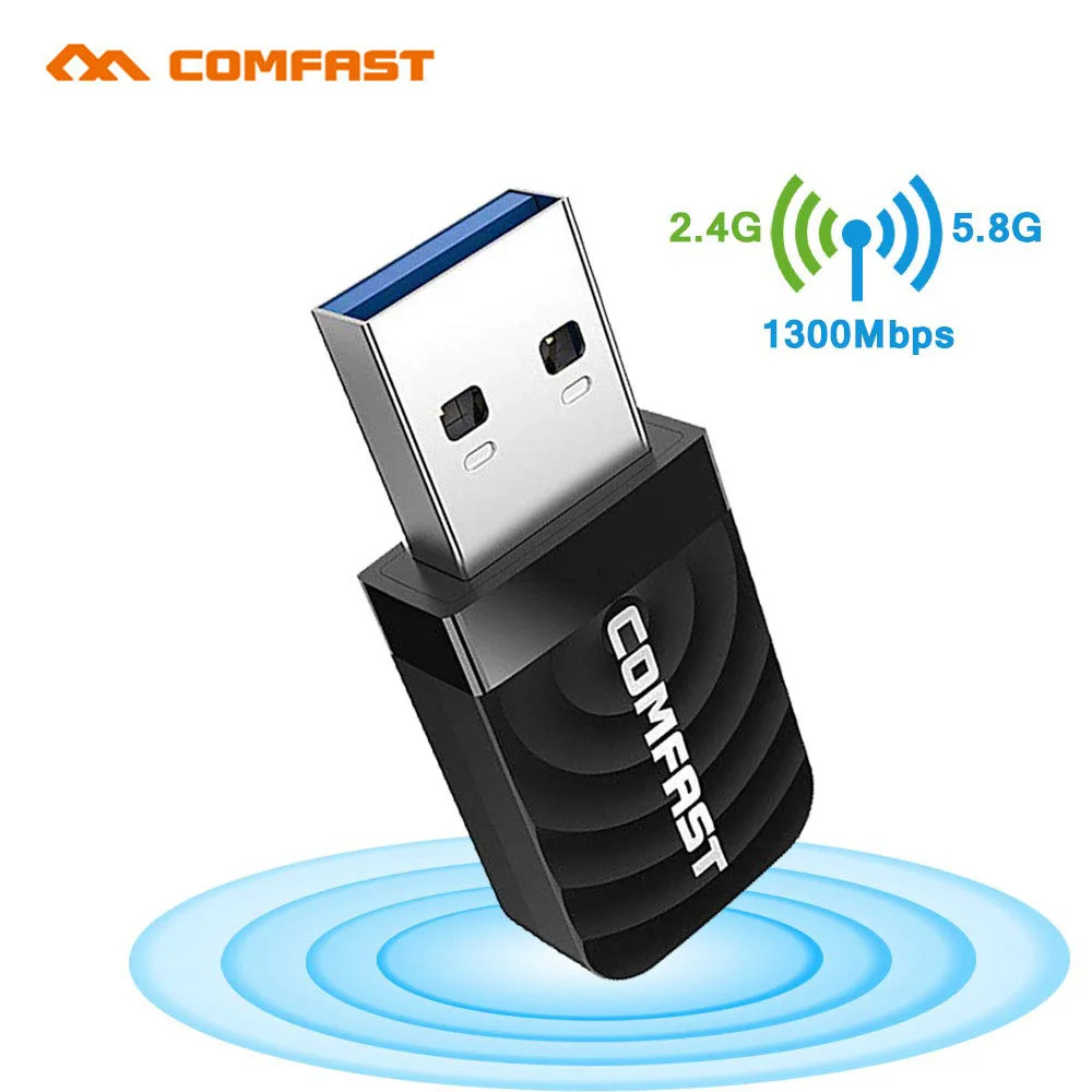 

Comfast CF-812AC WiFi Adapter USB3.0 Gigabit AC1300Mbps Dual-Band 2.4G/5.8G Wireless Wi-fi Dongle Network Card Receiver Antenna