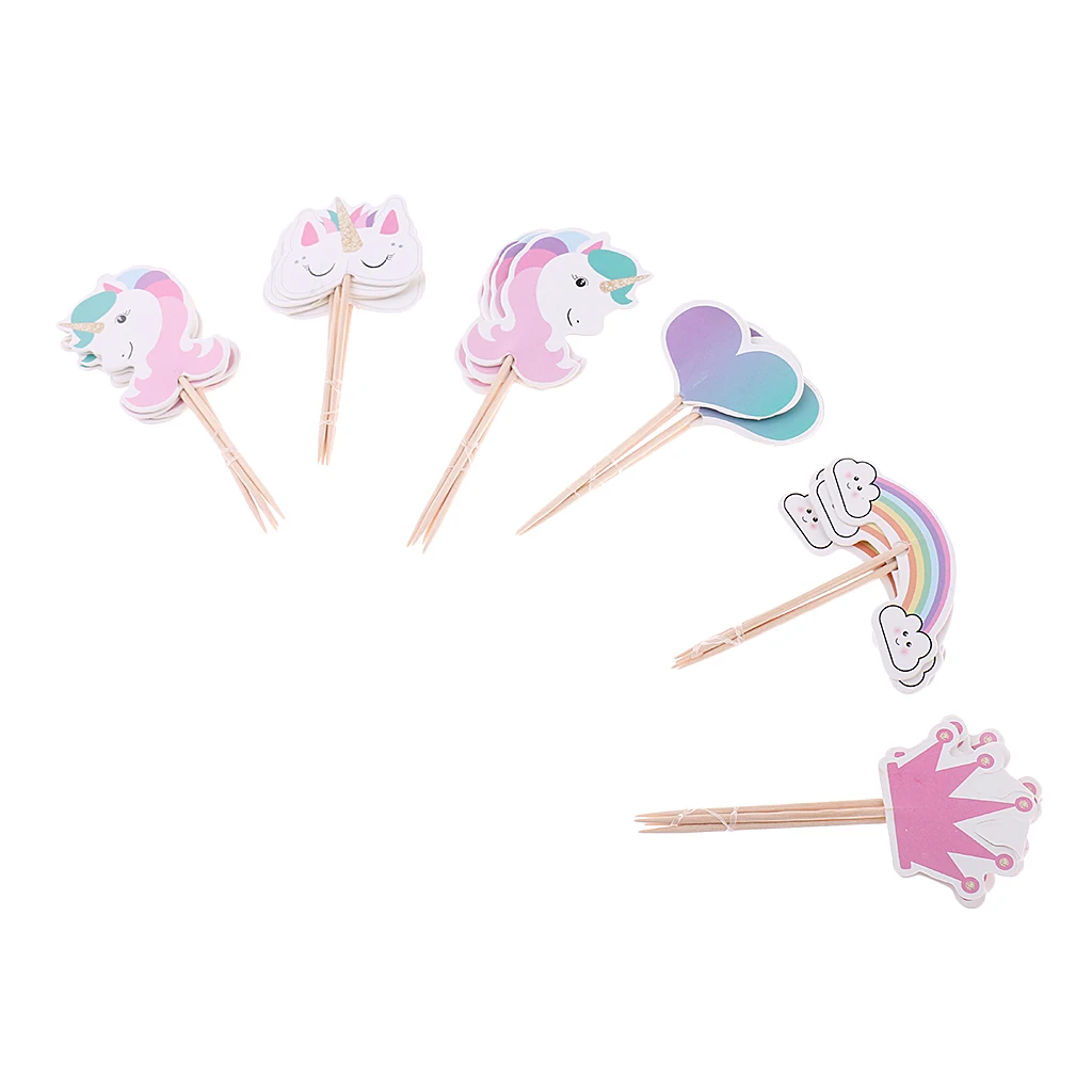 

24 шт./компл. Единорог пищевые медиаторы Единорог торт Декор для детей вечеринка торт Декор