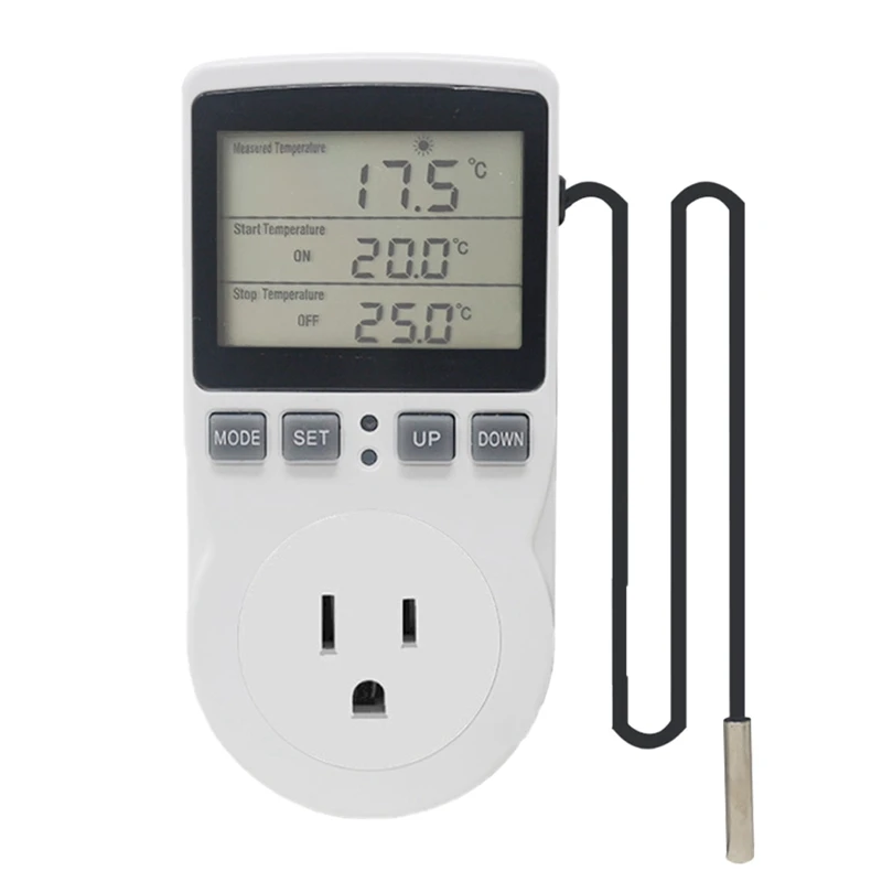 

Digital Temperature Controller Socket 110V Wireless Thermostat Socket with Timer Switch Multifunctional Plug US Plug
