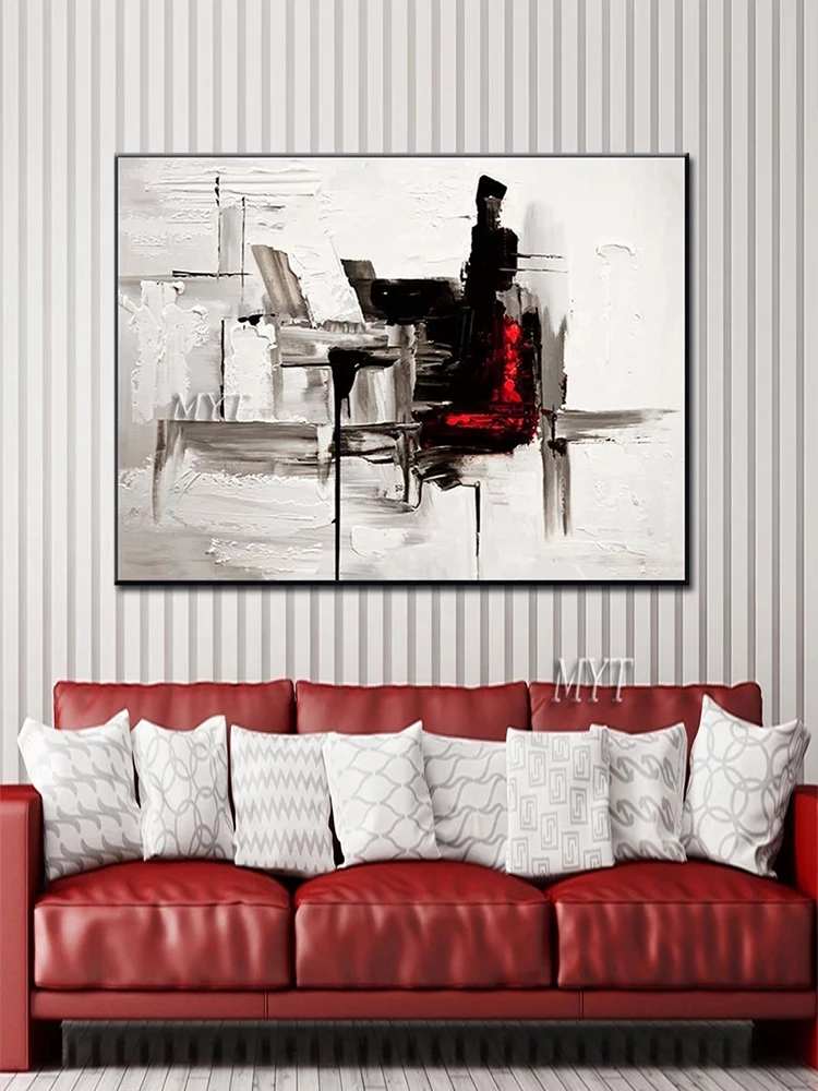 Черная Толстая текстурированная масляная живопись 100% ручная роспись настенное