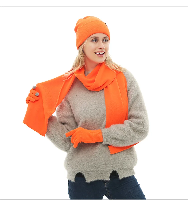 3 шт. зимние шапки для мужчин и женщин шапка шарф перчатки набор шапочки девочек