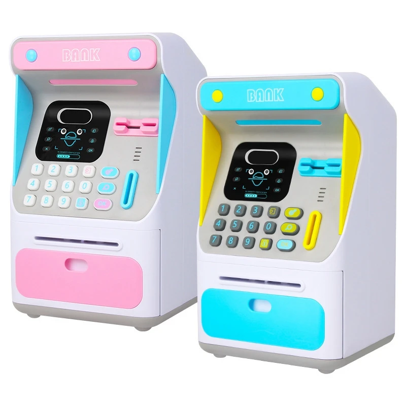 

Simulated Face Recognition ATM Machine Cash Box Emulation Password Automatic Roll Money Safe Piggy Bank Toys