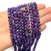 natural stone faceted round beads purple crystal semi precious stones beads for diy necklace bracelet earring accessories