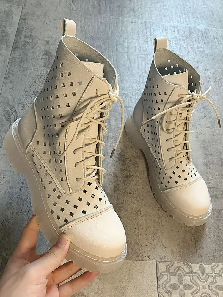 

Женские ботинки на толстой подошве, повседневные дышащие ботинки на шнуровке, осень 2020