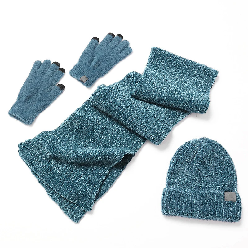 DCEBEY Winter Beanie Hat &amp Scarf Set for Women Autumn 3 PCS Slouchy Infinity Scarves Knit Skullies Beanies Hats Girl |
