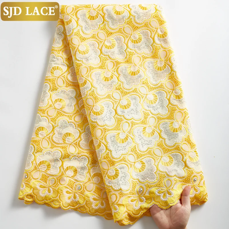 

SJD LACE Swiss Voile Lace In Switzerland With Stones Eyelet Embroidery African Lace Fabric For Nigerian Wedding Party Sew 2286B
