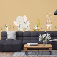 wall stickers cartoon anime stickers elephant giraffe rabbit happy story childrens room decoration antifouling and waterproof