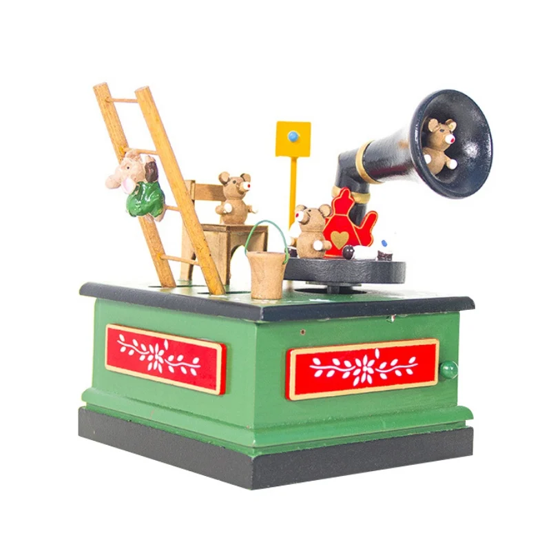 Рождественская музыкальная шкатулка ручной работы Настольный по дереву