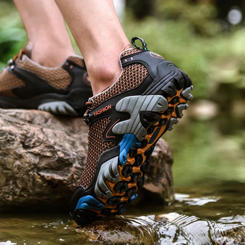 Outdoor Trekking Shoes Man Breathable Mesh Men's Summer Hiking Shoes Lightweight Walking Climbing Sneakers Men Large size 46
