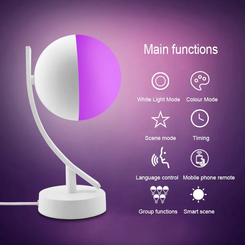 

RGB LED Smart Desk Lamp 7W Voice WiFi App Remote Control 16Million Color Bedroom Table Lights Work With AmazonAlexa Google Home