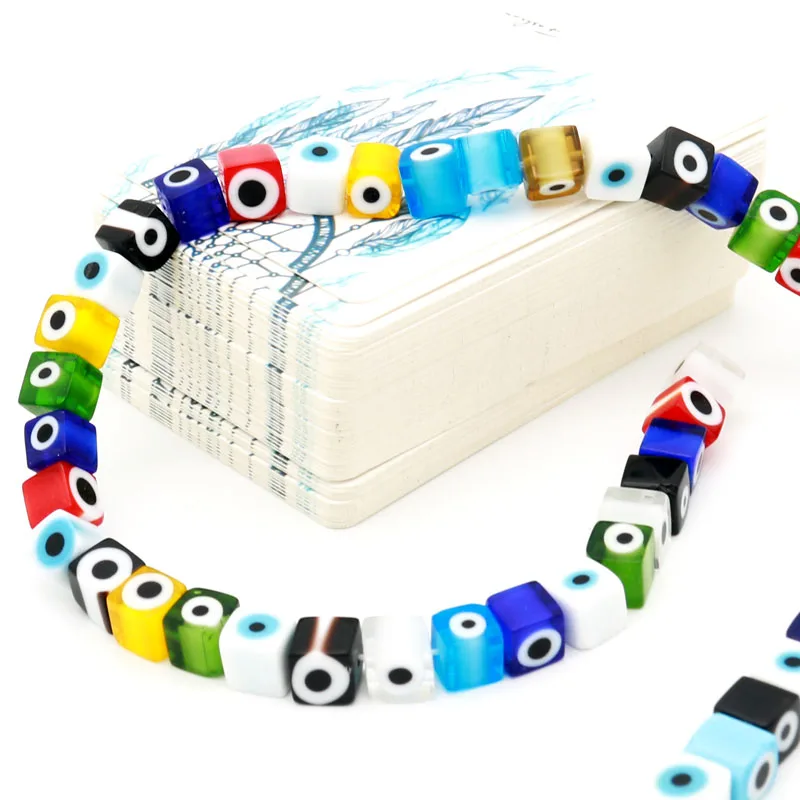 

Mixed Colorful 240PCS 7mm Beads Square Evil Eye Beads Spacer Beads Jewelry Fashion DIY Bracelet Making Women Gifts