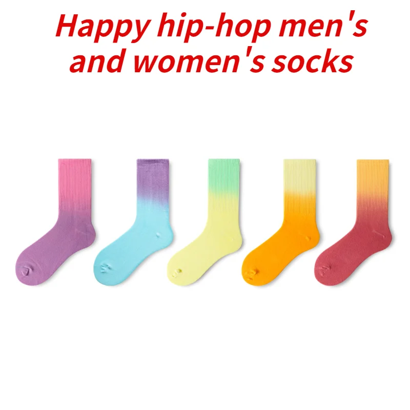 

fashion socks tie dye basketball sports skate socks hip hop Pair Rainbow Women's Men's happy high trend Cotton socks Hit sales