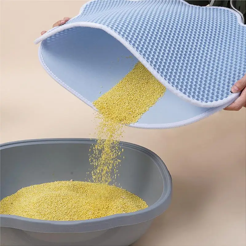 65*46cm Cat Litter Mat EVA Double Layer Foldable Waterproof Claw Feeding Clean Pad Bottom Non-slip For Pet Supplies | Дом и сад