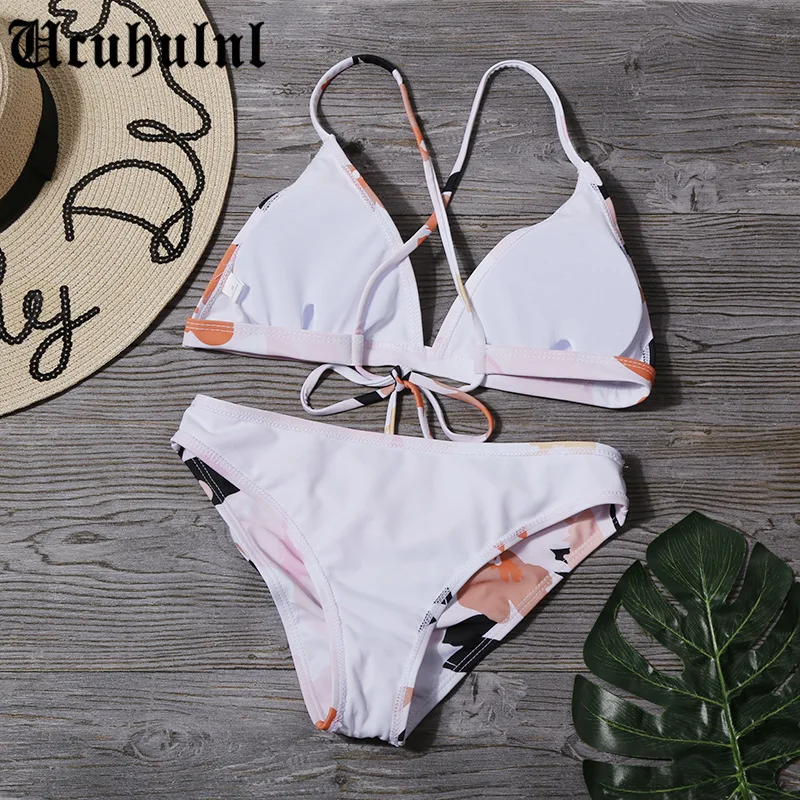 

Cute Print Bikinis 2020 Sexy Swimsuit Women 2 Pieces Triangle Bikini Push Up Swimwear Separate Swimming Suit for Women Swim Wear