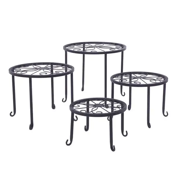 

4pcs Metal Outdoor Indoor Pot Plant Stand Garden Decor Flower Rack Wrought Iron