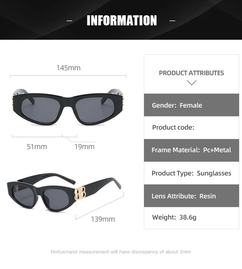 

New Style Classic Retro Sunglasses Women Small Cat Eye Frame Letter Sun Glasses Ladies Ocean Lens Sunglasses Oculos UV400
