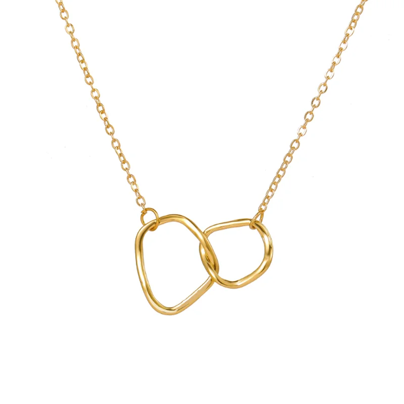 

Simple Double Ring Necklace Women Jewelry Friend Lovers Chain Cute Romantic Choker Necklaces