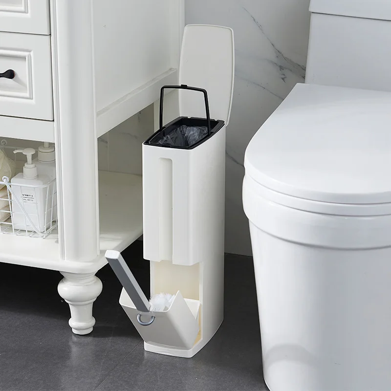 Plastic Trash Can Set Toilet Brush Waste Bin Dustbin Garbage Bag Dispenser poubelle salle de bain poubelle lixeira banheiro