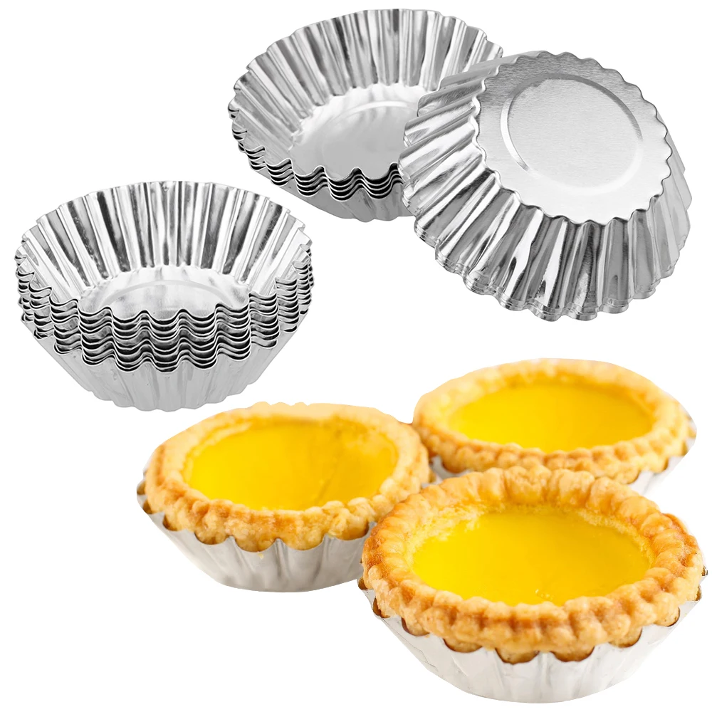 

10Pcs Silver Aluminum Cupcake Egg Tart Mold Cookie Pudding Mould Makers Kitchen Accessories Baking Pastry Tools Baking Supplies