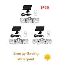 3pcs 138 led seperable remote 3 modes outdoor solar wall lamp waterproof pir motion sensor garden light solar powered spotlight