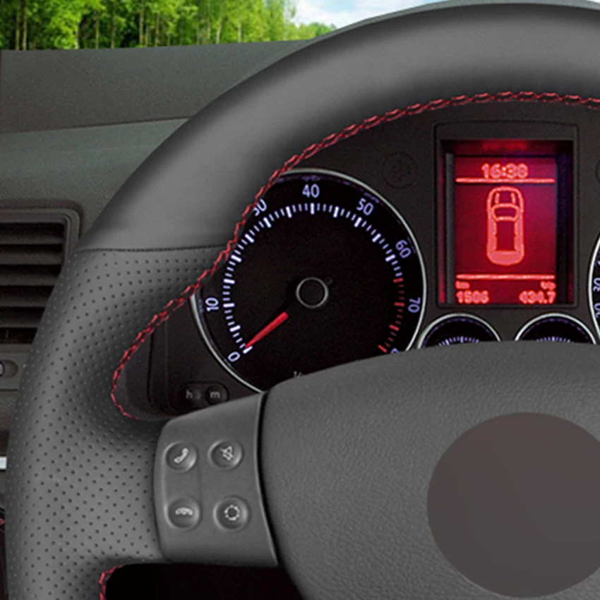 

Black PU Faux Leather DIY Car Steering Wheel Cover for Volkswagen Golf 5 Mk5 GTI VW Golf 5 R32 Passat R GT 2005